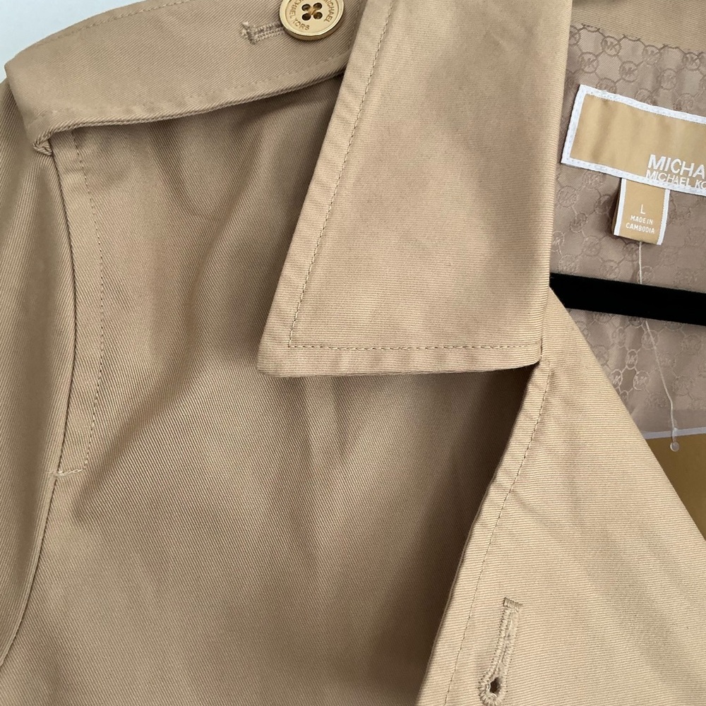 NWT Michael Kors Cropped Trench‎ Coat – Size Large - Picture 5 of 6